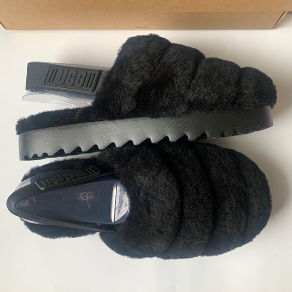 NIB UGG Women Super Fluff Slipper Black US size 7 - Picture 4 of 7